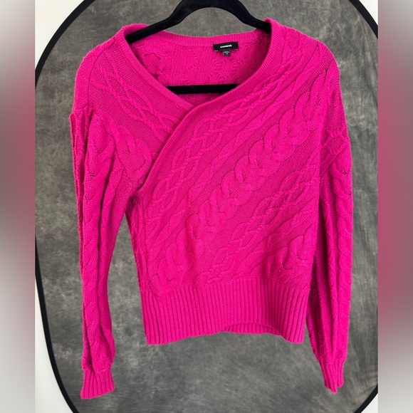 Express Sweaters - Express Cable Knit Sweater | Fuchsia Pink | Cozy Soft Knit | Size XS
